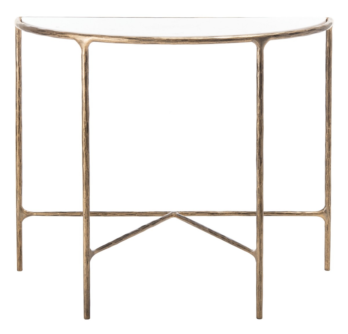 Jessa Forged Metal Console Table - Brass/White - Image 0