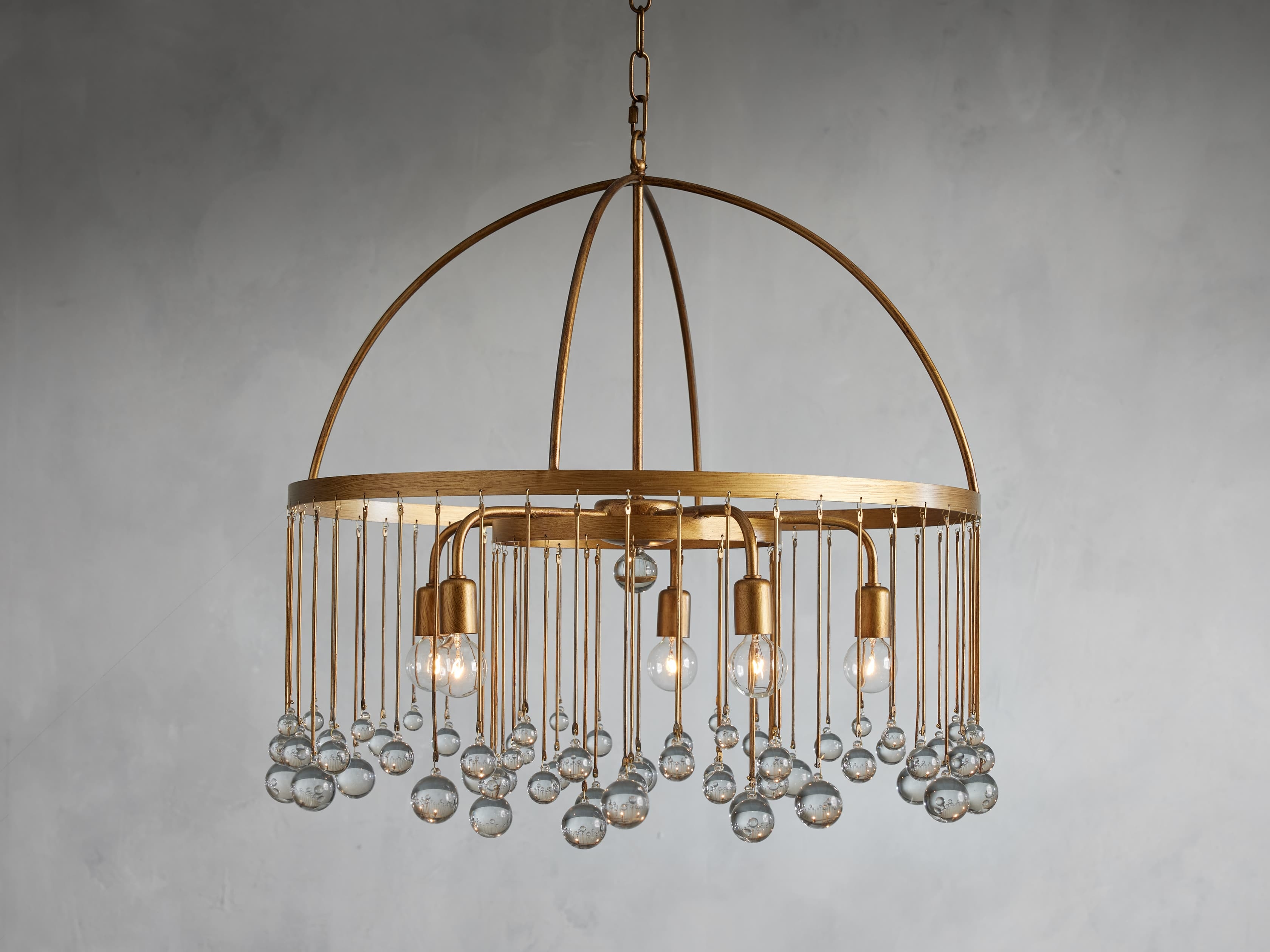 Aubrey Round Two-Tier Chandelier in Brass - Image 0
