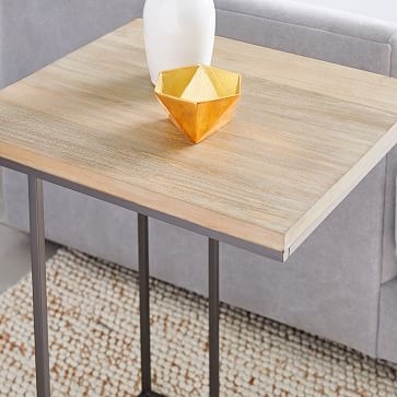 Streamline C-Side Table, Whitewash, Light Bronze - Image 2