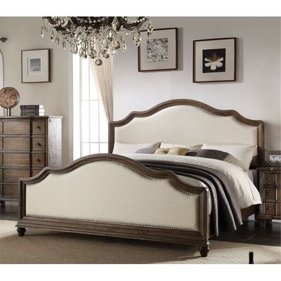 Hankinson Queen Bed In Beige Linen & Weathered Oak - Image 0
