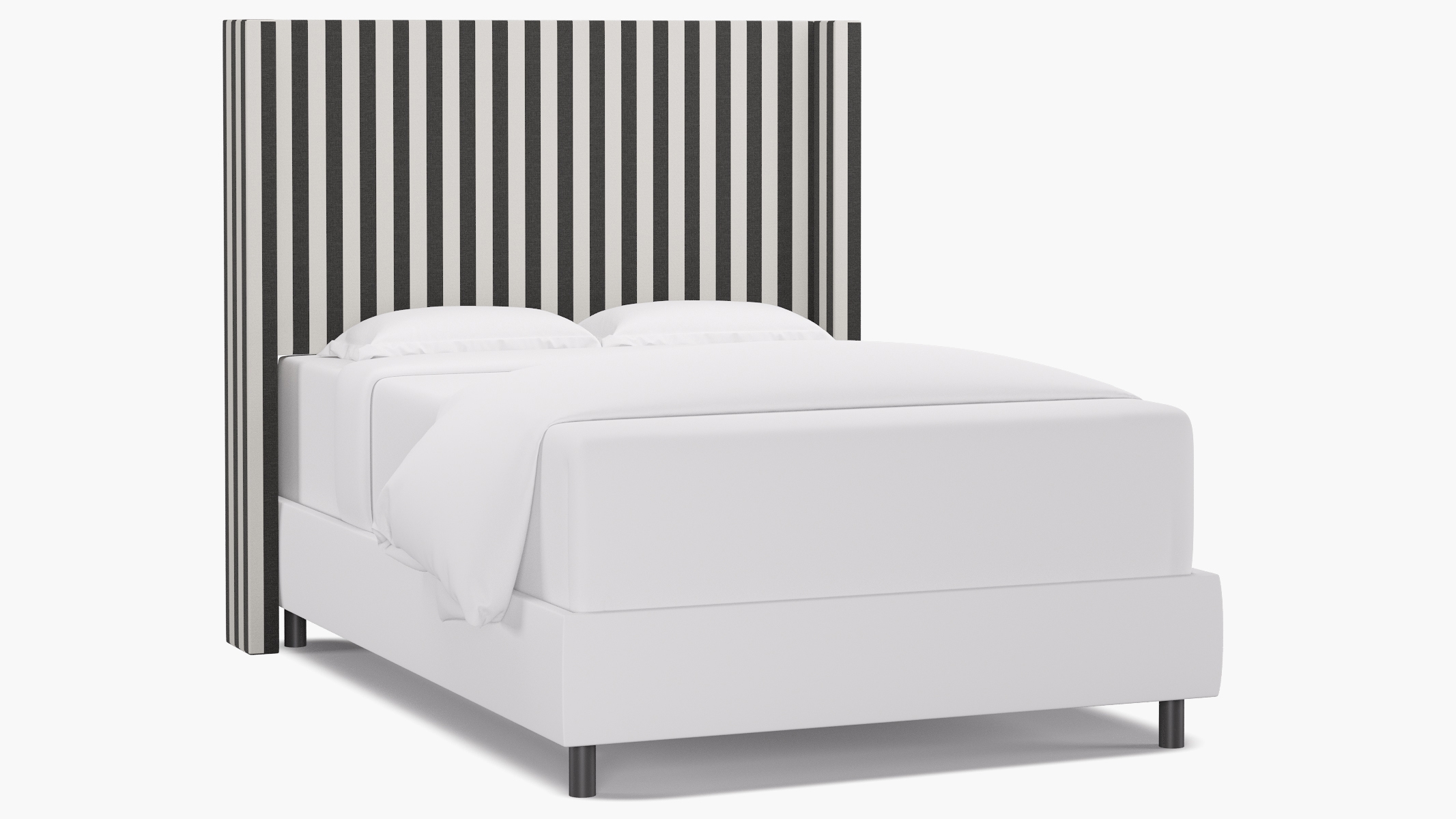 Modern Wingback Headboard, Ink Cabana Stripe, Full - Image 0