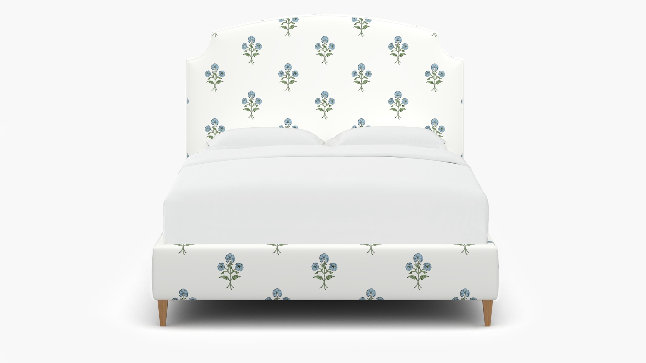 Cove Bed, Blue Delphine, Natural Square Tapered Leg, Queen - Image 0