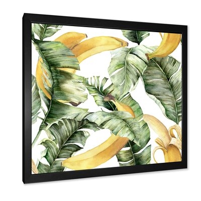 Ripe Bananas With Leaves - Nautical & Coastal Canvas Wall Art Print-FDP37282 - Image 0