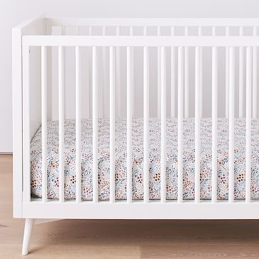 Organic Percale Field Floral Crib Fitted Sheet, Multi - Image 2