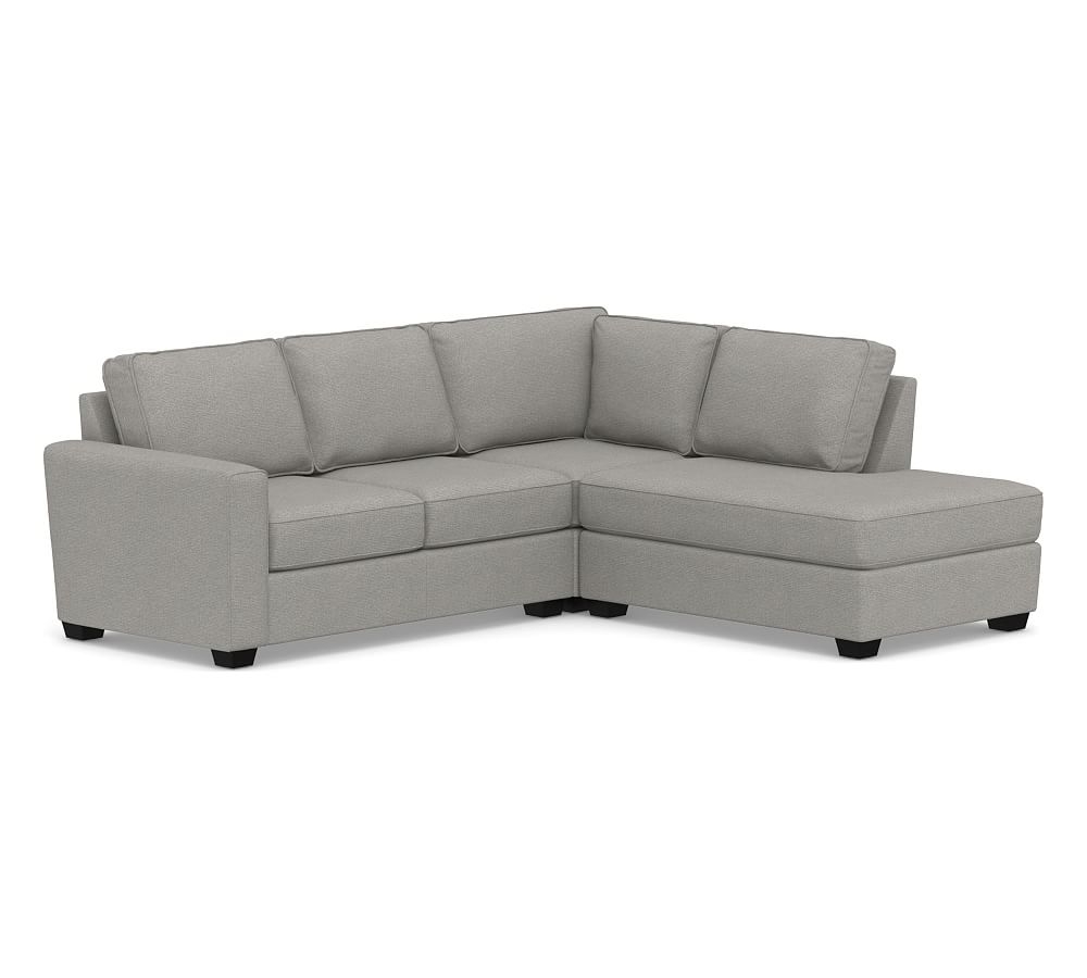 SoMa Fremont Square Arm Upholstered Left 3-Piece Bumper Sectional, Polyester Wrapped Cushions, Performance Heathered Basketweave Platinum - Image 0