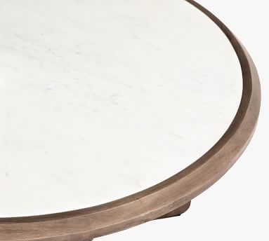 Dante Reclaimed Wood & Marble Round Coffee Table, Ashen Brown, 39" - Image 4