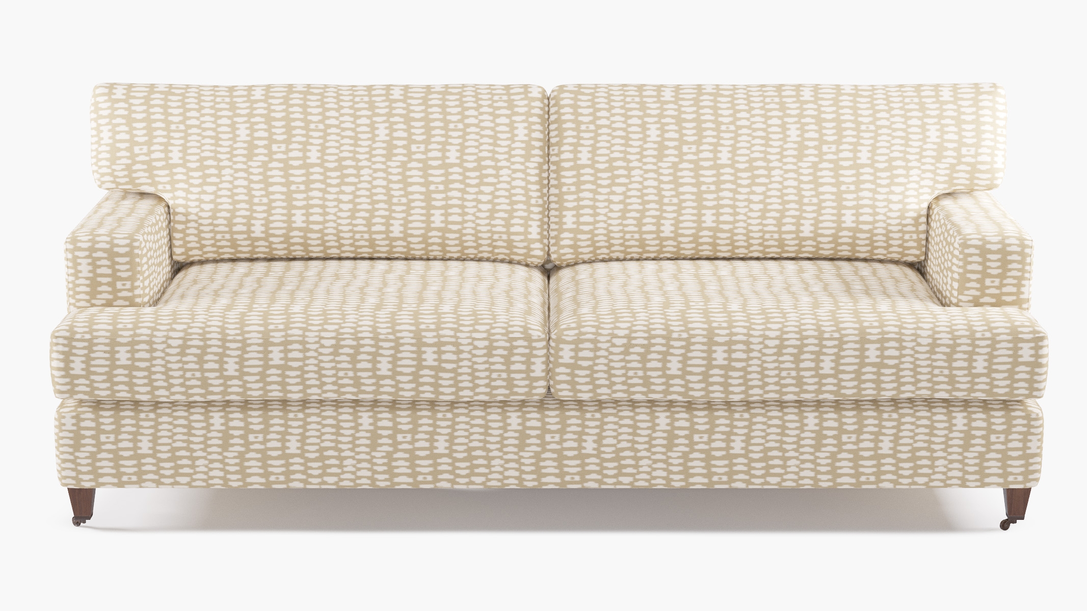 Classic Sofa, Sand Odalisque, Walnut with Antique Brass Caster - Image 0