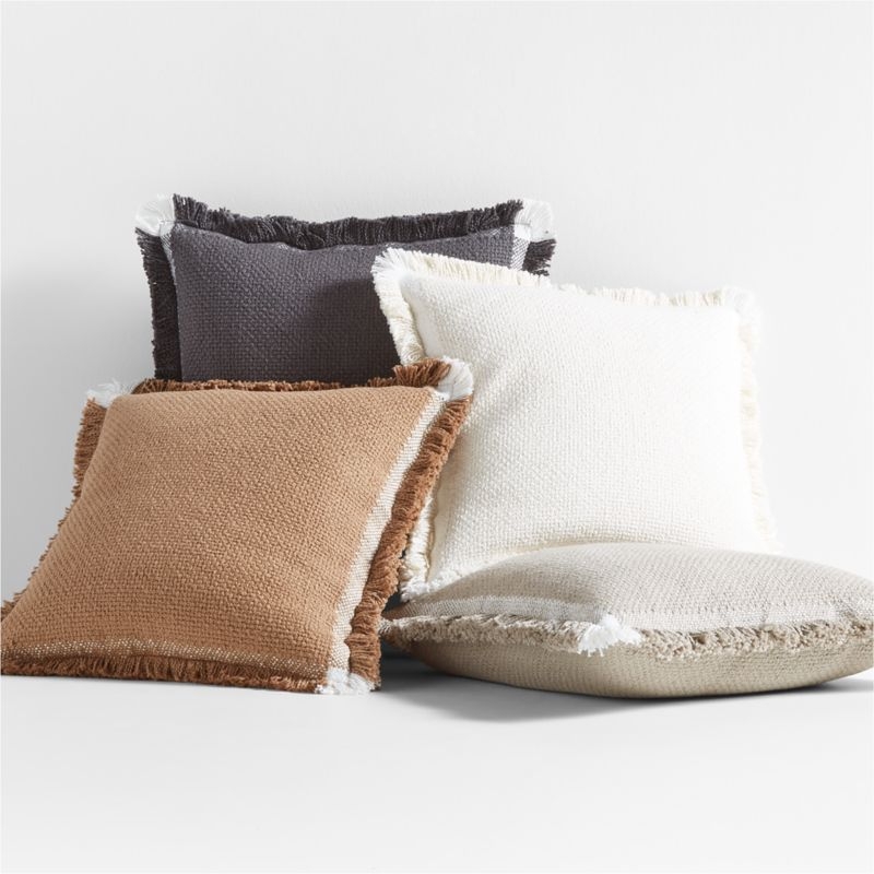 Weekend Storm Grey Organic Cotton 23x23 Throw Pillow Cover with Down-Alternative Insert - Image 1