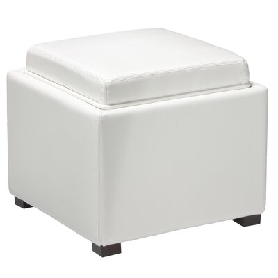 Newfield Tray Leather Cube Storage Ottoman - Image 0