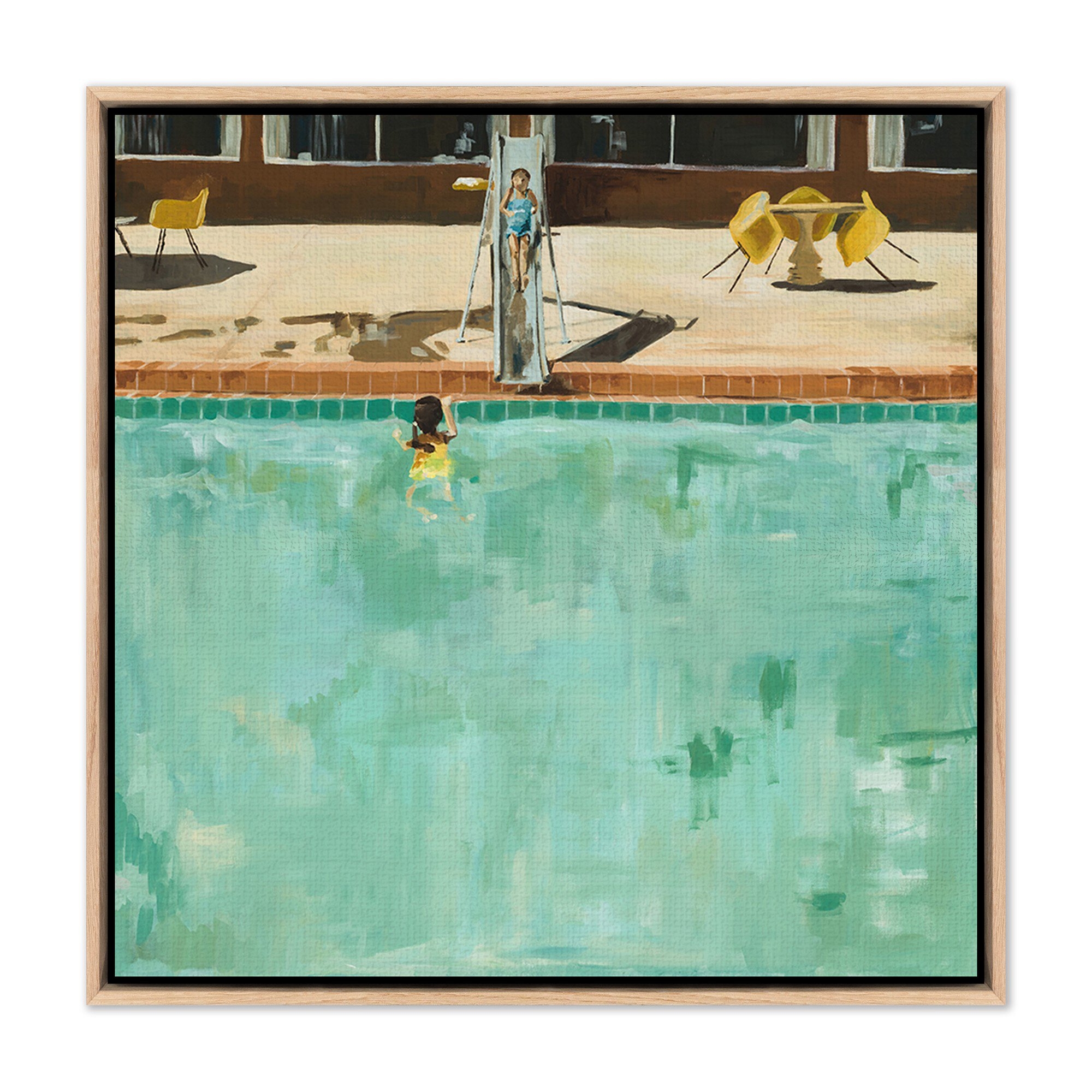 Jan and Ellie, Aug. 1970 by Amanda Snyder - Vertical Grain White Oak Floater - Image 0