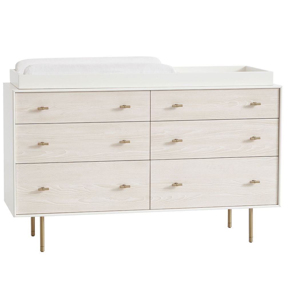 Modernist Changing Table Pack, 6 Drawers, White + Winter Wood, WE Kids - Image 0