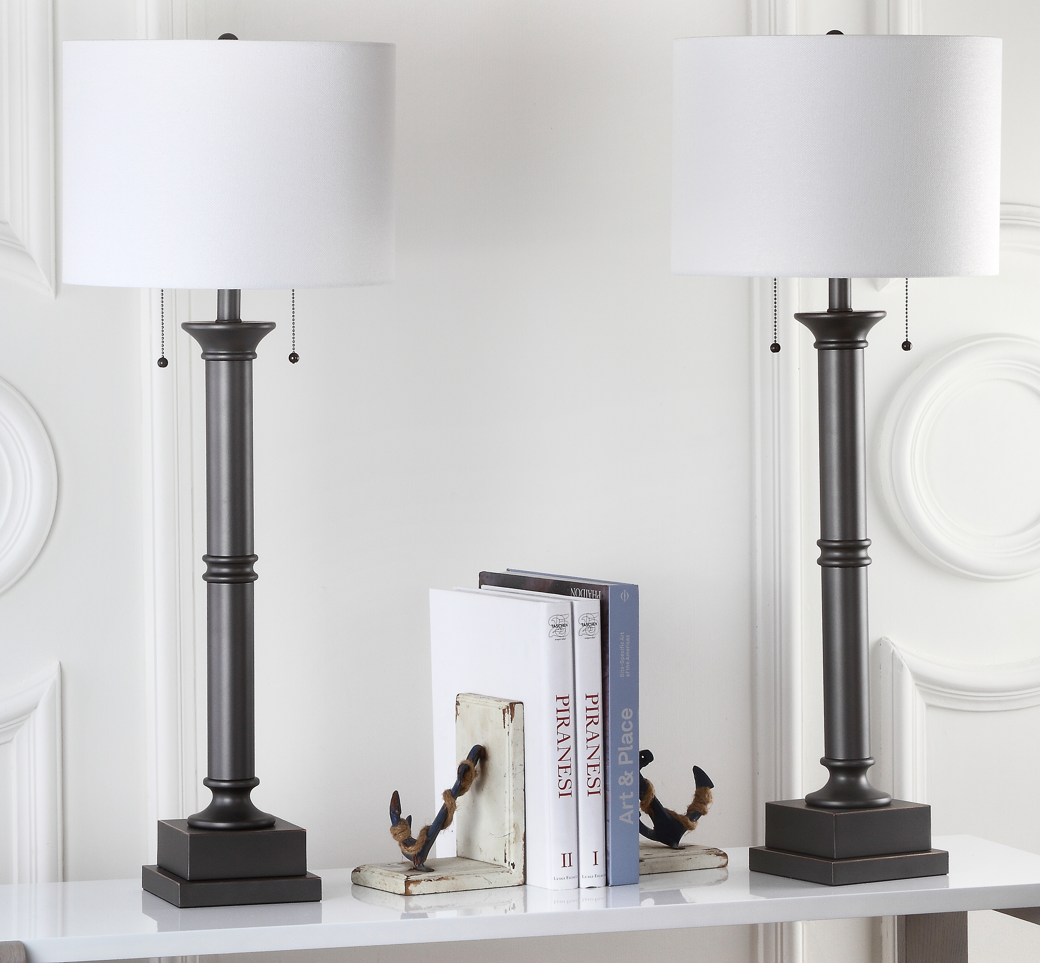 Estilo 36-Inch H Column Table Lamp - Silver Grey - Arlo Home - Image 0