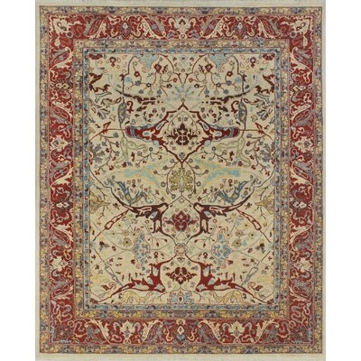 One-of-a-Kind Abrego Hand-Knotted Ivory 7'10" x 9'11" Wool Area Rug - Image 0