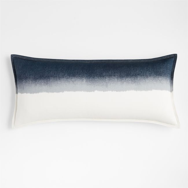 Tulare 36"x16" Dip-Dyed Blue Pillow Cover with Feather-Down Insert - Image 0