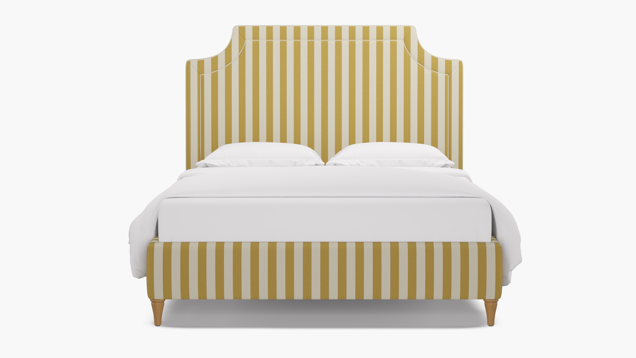 Deco Bed, Citrine Cabana Stripe, Natural Decorative Tapered Leg, Twin - Image 0