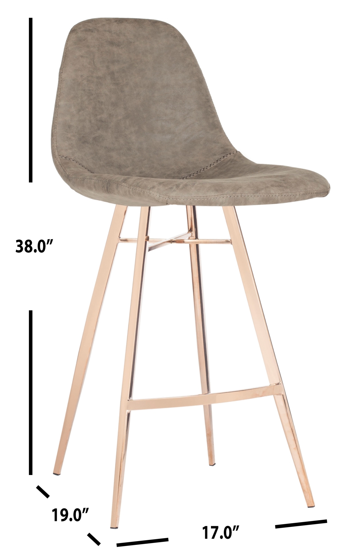Mathison Counter Stool - Taupe / Copper - Safavieh - Image 6