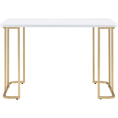 Writing Desk With Metal Curved Sled Base And Floor Protectors, White - Image 0