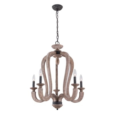 Naranjo 5 - Light Candle Style Empire Chandelier with Wrought Iron Accents - Image 0