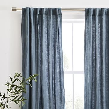 European Flax Linen Curtain, Ocean, 48"x96", Set of 2 - Image 3