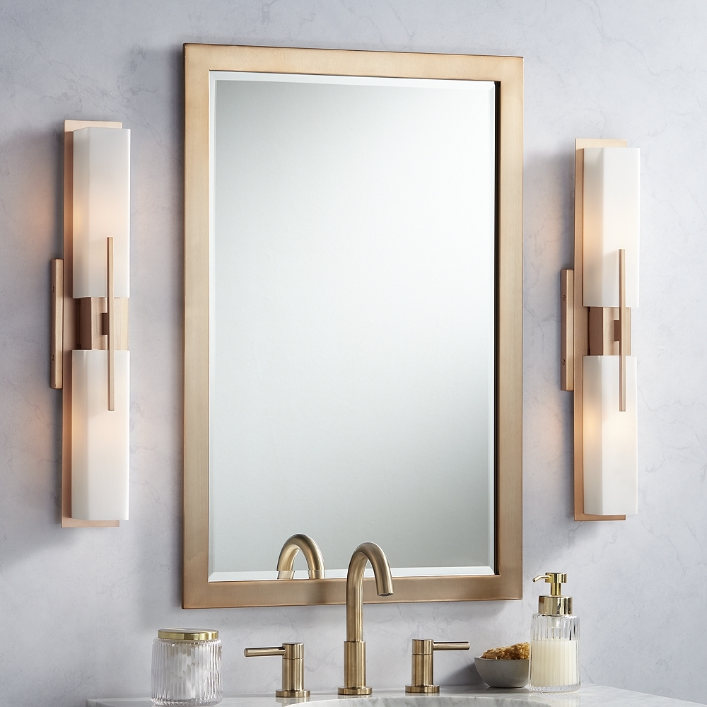 Possini Euro Midtown 23 1/2" High Burnished Brass Bath Light Set of 2 - Image 0