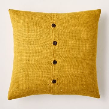 Silk Hand-Loomed Pillow Cover, 20"x20", Dark Horseradish, Set of 2 - Image 3