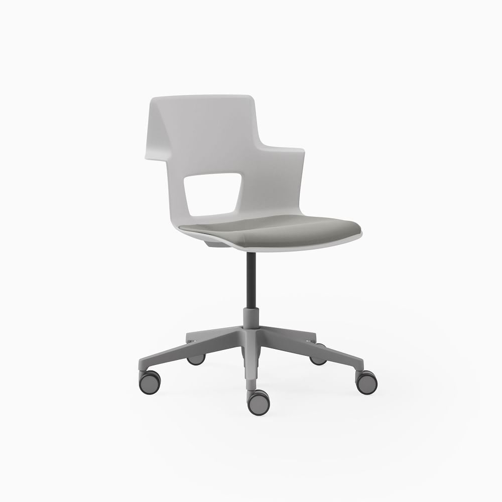 Steelcase Shortcut Desk Chair, Hard Caster, Nickel, Artic White Shell - Image 0