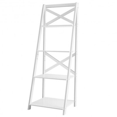 4-Tier Leaning Free Standing Ladder Shelf Bookcase - Image 0