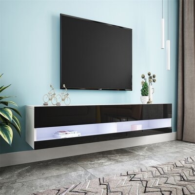 Wall Mounted Floating 80" TV Stand With 20 Color Leds For Living Room Bedroom White - Image 0