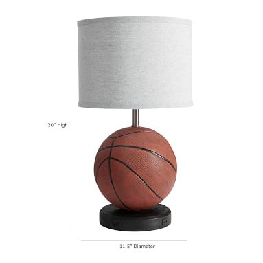 Basketball Table Lamp with USB, Brown - Image 5