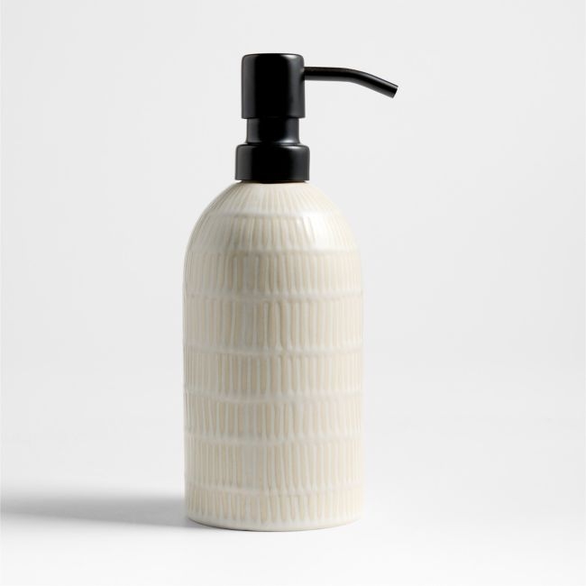 Clean by Crate Ivory Ceramic Soap Dispenser with Black Pump - Image 0