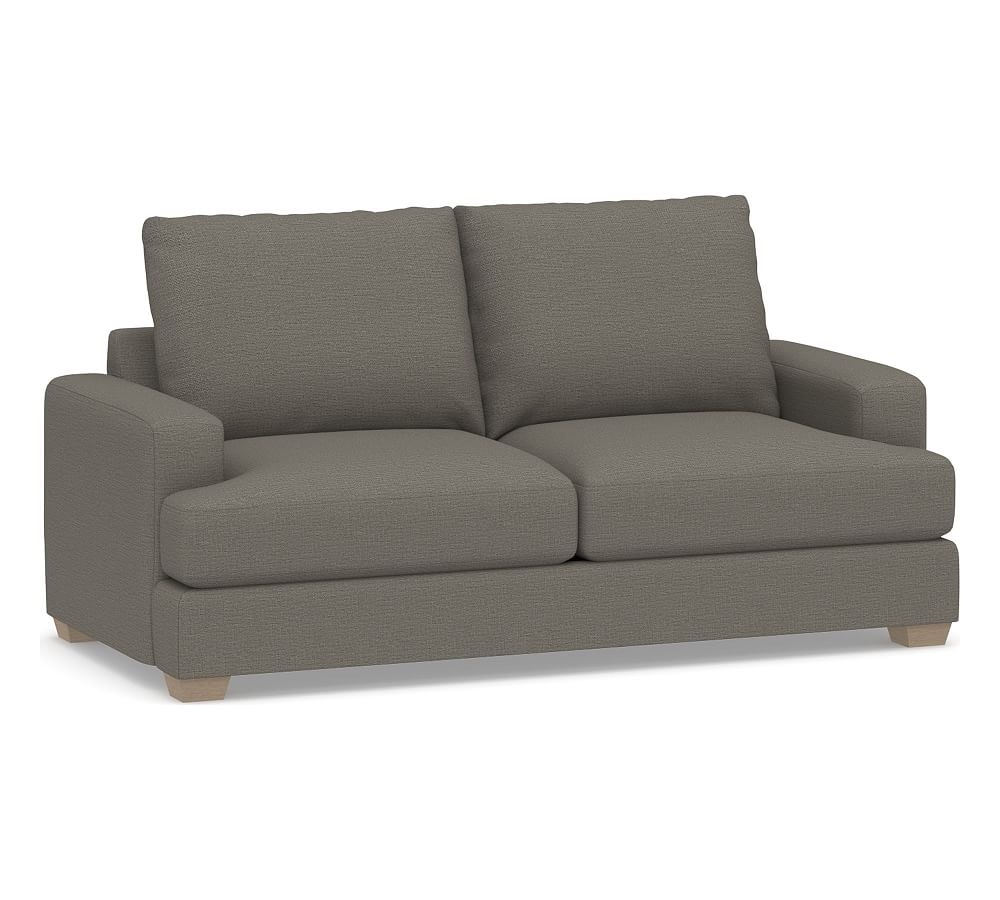 Canyon Square Arm Upholstered Sofa 82", Down Blend Wrapped Cushions, Chunky Basketweave Metal - Image 0