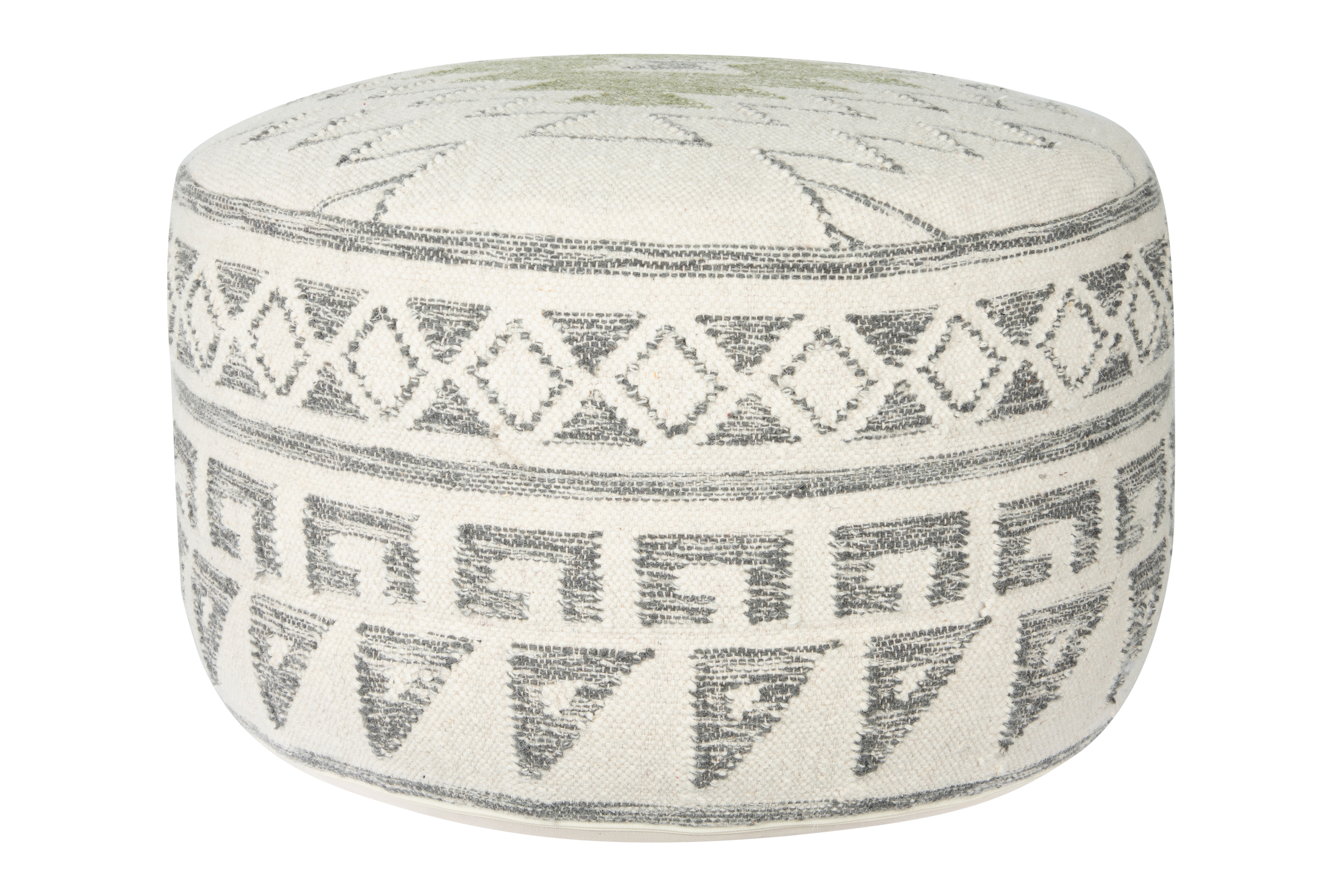 28" Round Wool Blend Kilim Pouf - Image 0