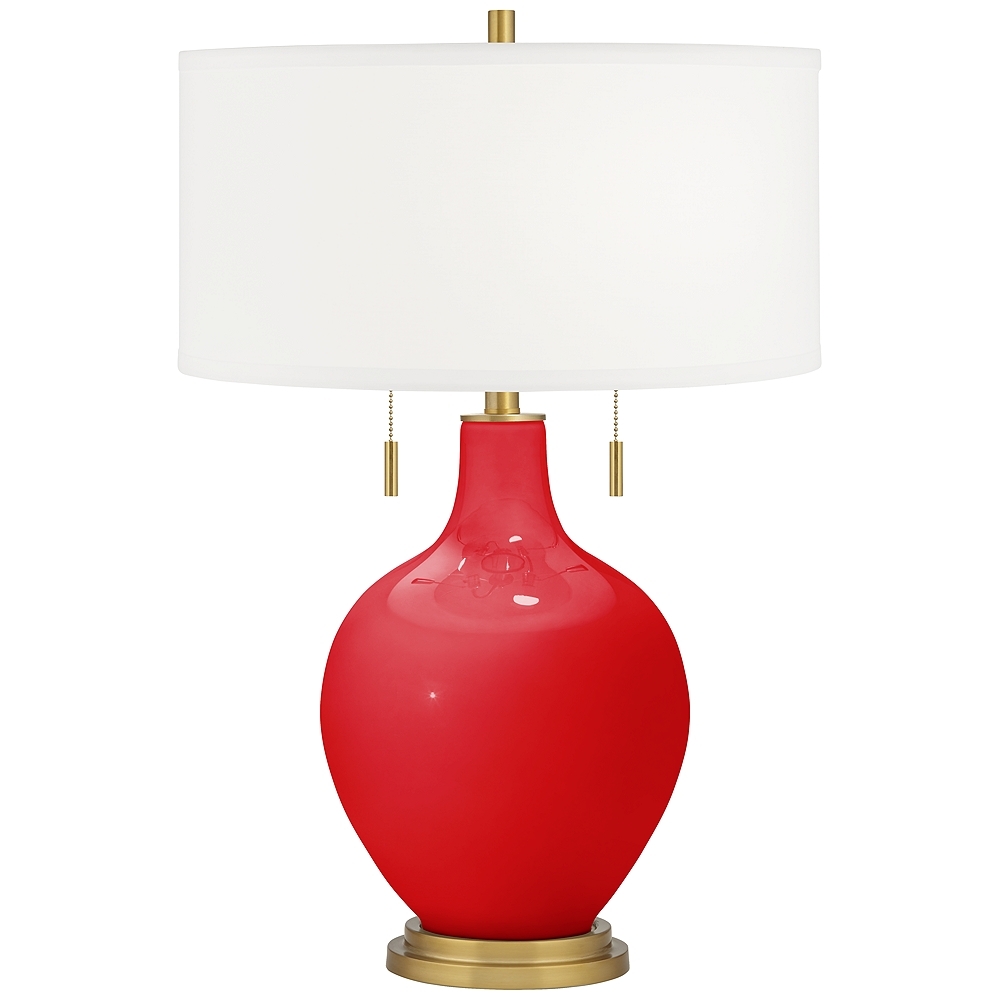 Bright Red Toby Brass Accents Table Lamp - Image 0