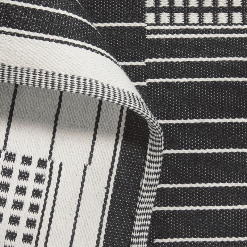 Graphic Stripe Black Handwoven Flatweave Kids Performance Area Rug 6'x9' - Image 2