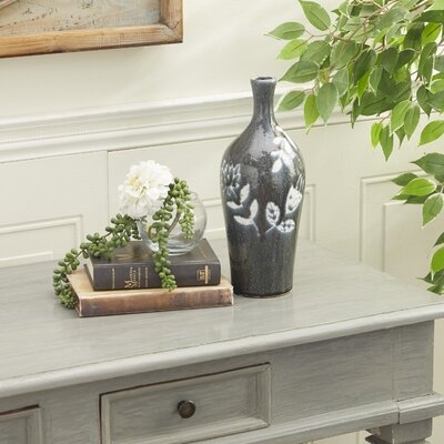 2 Piece Heinrick Gray/White 12" Indoor / Outdoor Use Ceramic Table Vase Set - Image 0