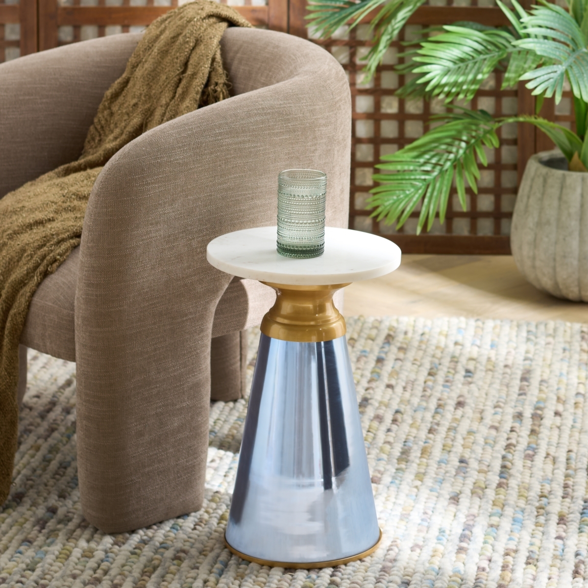 Guido Side Table - Blue / Natural - Image 1