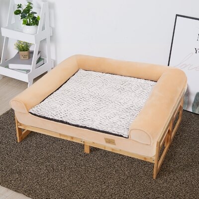 47.6X33.4X11.4In Extra Large Orthopedic Large Dog Bed Frame Elevated Chaise Dog Bed Lounger Frame Heavy Duty Bamboo Wood - Image 0