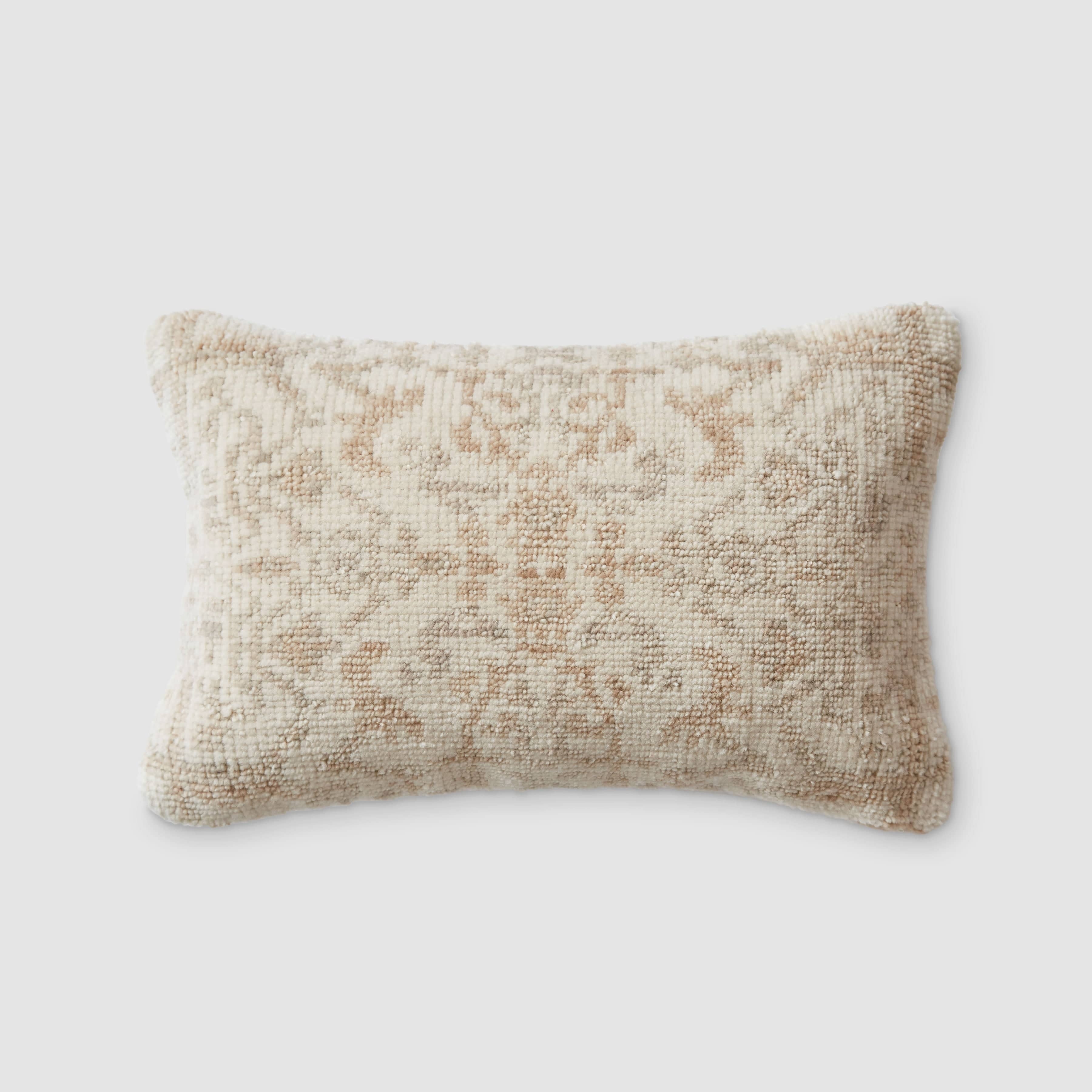 The Citizenry Akira Hand-Knotted Lumbar Pillow | 12" x 20" | Sand - Image 0