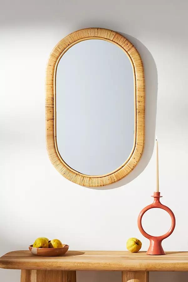 Lozenge Rattan Oval Wall Mirror - Image 0