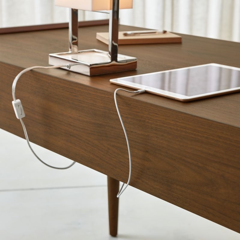 Tate 60" Walnut Desk with Power Outlet - Image 2