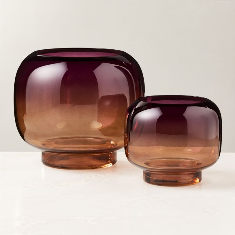 Coco Two-Toned Glass Hurricane Candle Holder Small by Azeeza - Image 1