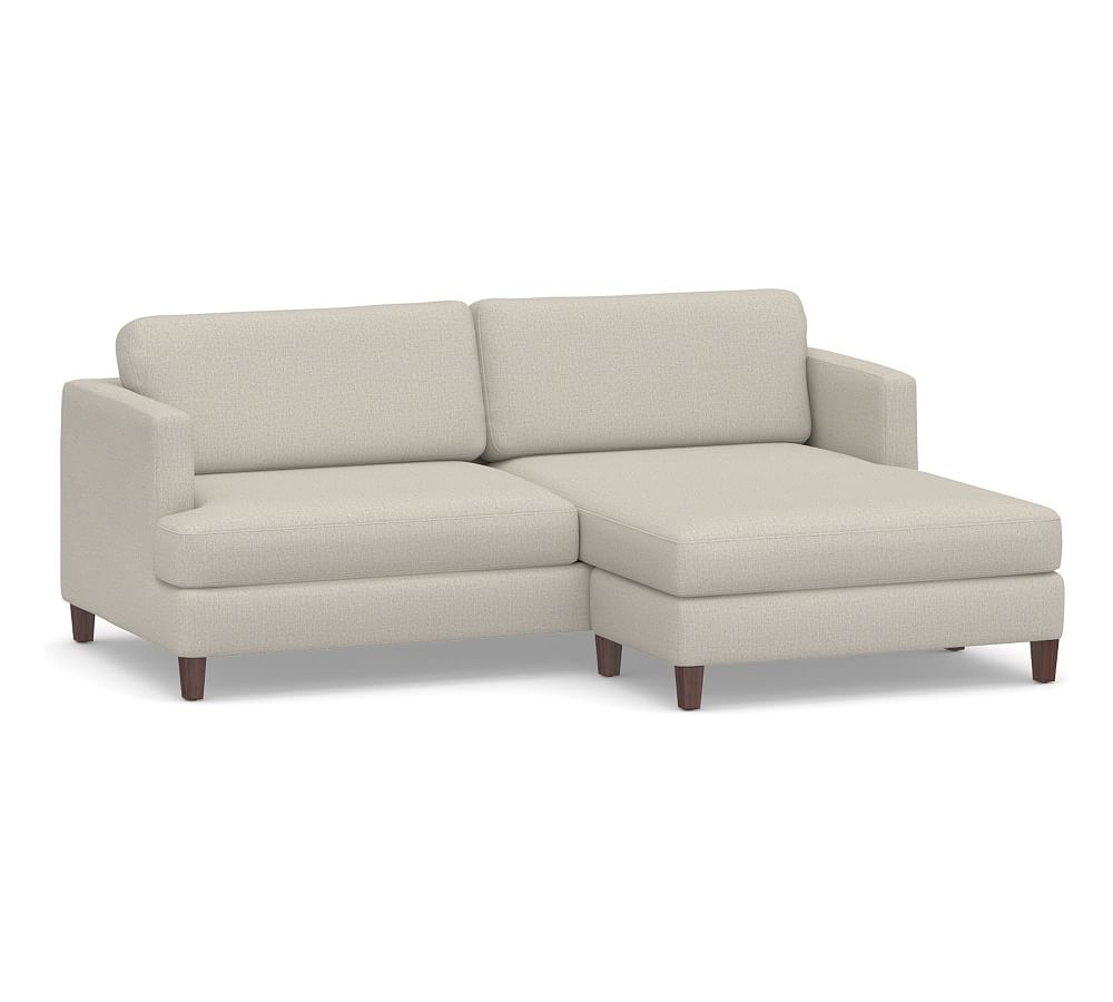 SoMa Ember Upholstered Sofa with Reversible Chaise Sectional, Polyester Wrapped Cushions, Performance Heathered Tweed Pebble - Image 0