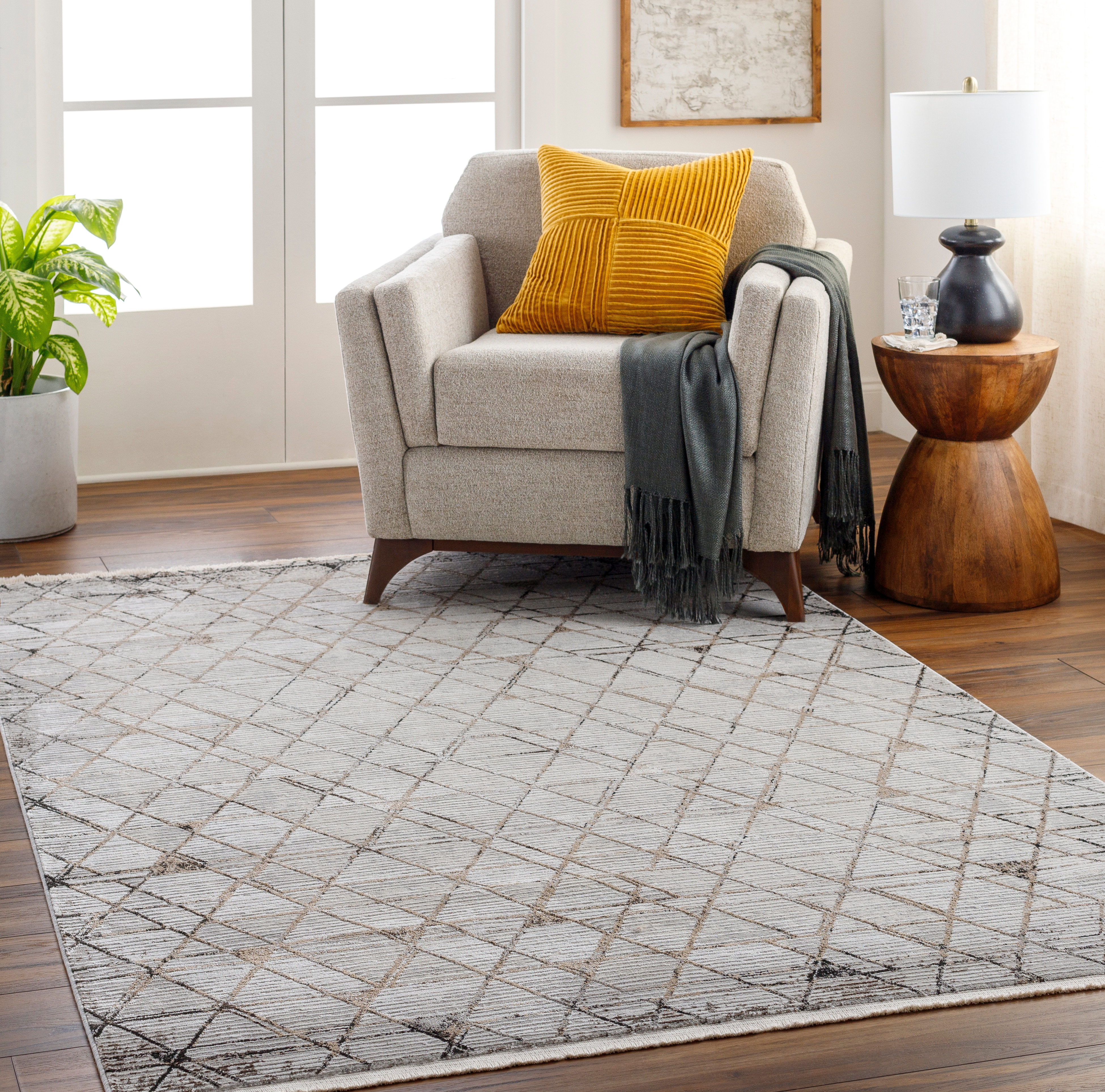 Obsession Gray Indoor 9'2" x 12' Machine Woven Rug - Image 1