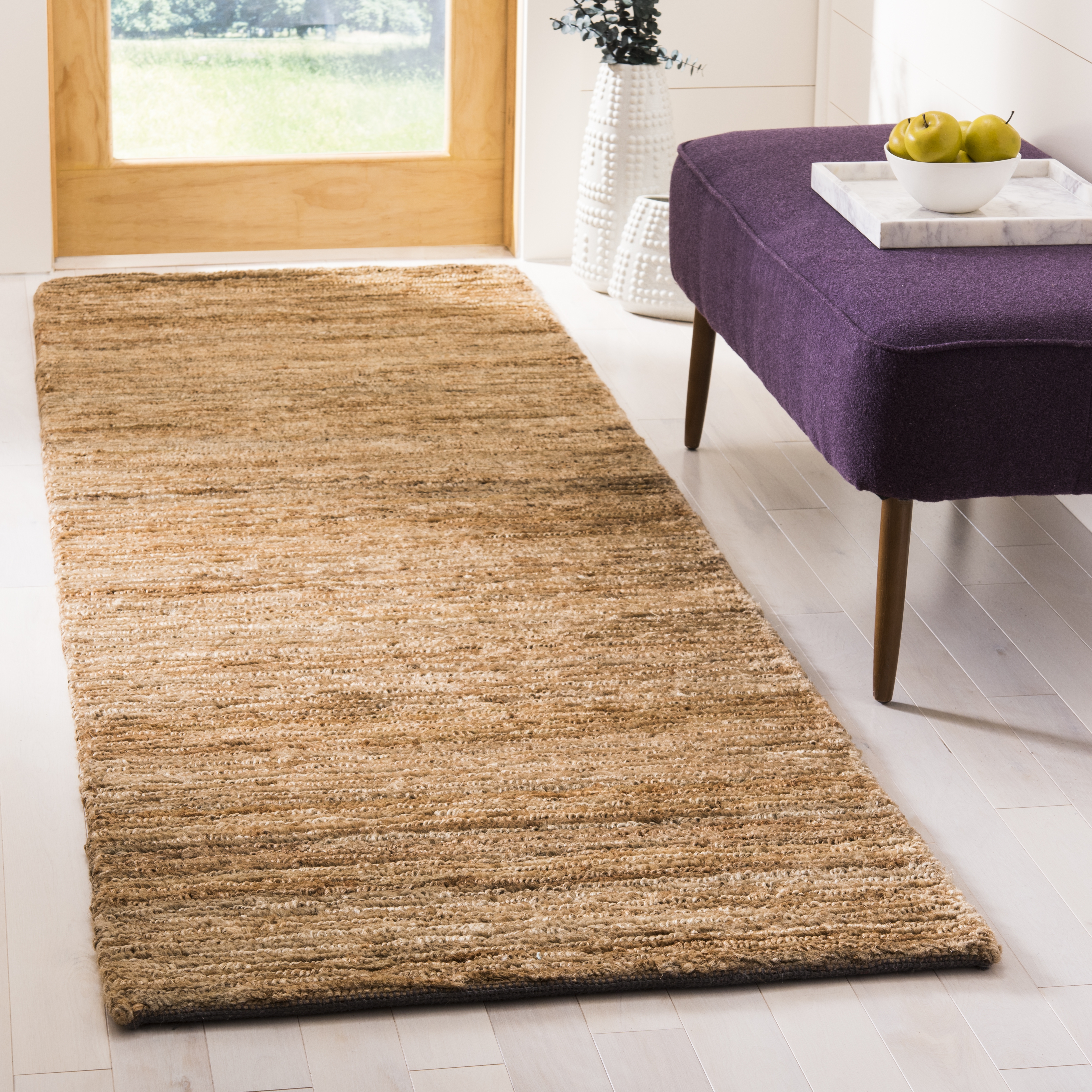 Arlo Home Hand Knotted Area Rug, ORG214A, Natural,  2' 6" X 8' - Image 1