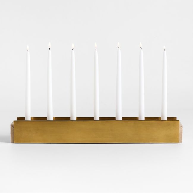 Liner Travertine and Brass Candelabra by Brigette Romanek - Image 0
