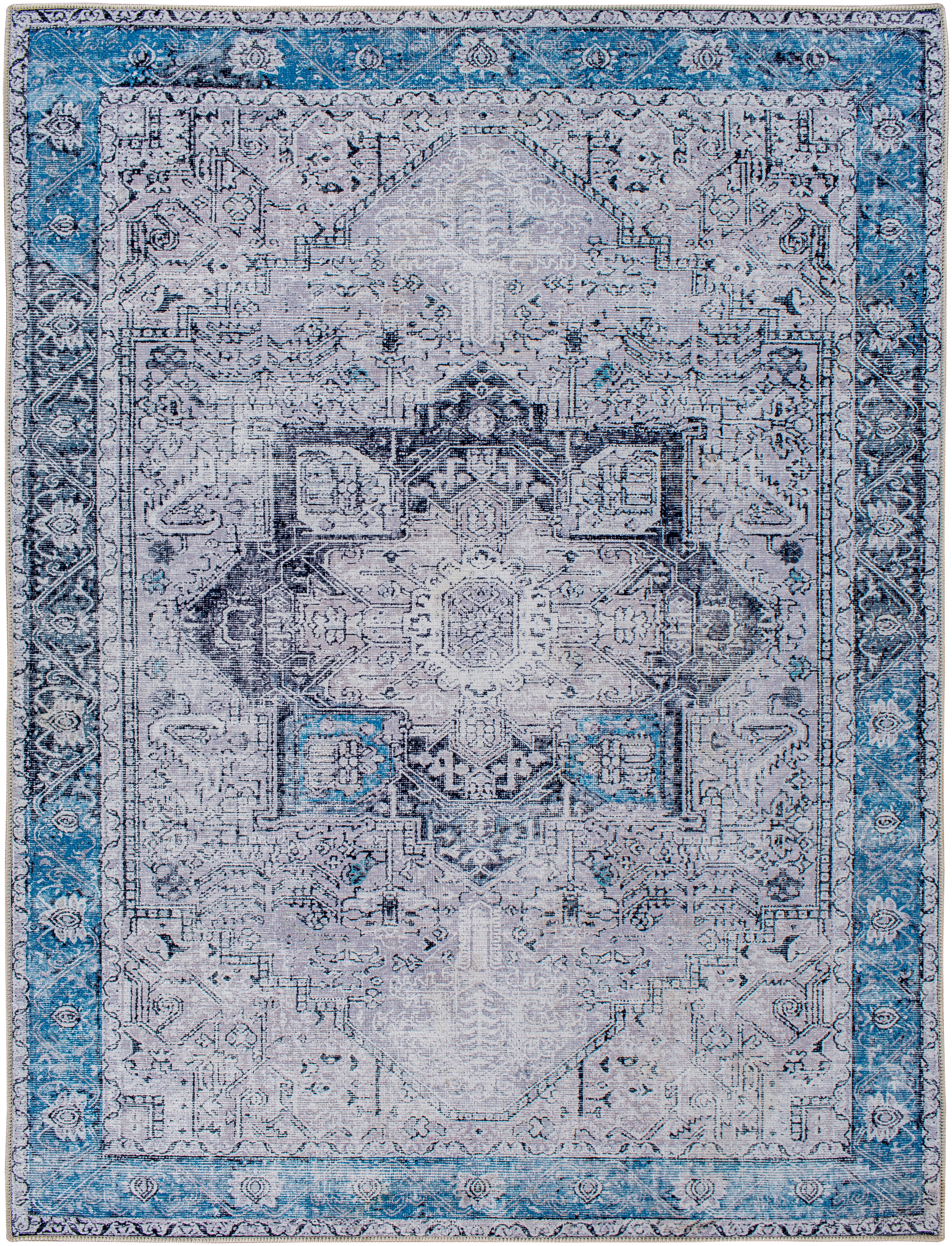 Amelie Blue Indoor 2'7" x 13'11" Machine Woven Rug - Image 0
