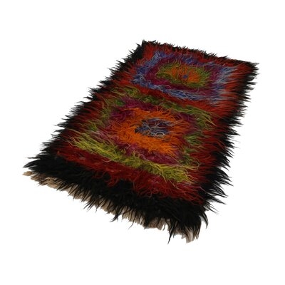 One-of-a-Kind Euriel Hand-Knotted 1970s 3'2" x 5'10" Area Rug in Red/Black/Yellow - Image 0