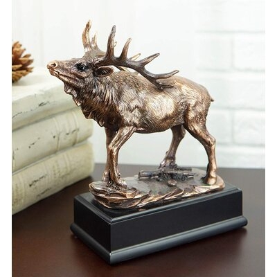 Ebros The Emperor Large Wapiti Bull Elk Deer Rustic Statue In Bronze Electroplated Finish With Trophy Base 7" Wide Wildlife Deers Elks Hunters Woodlands Animal Decor Cabin Lodge Figurine - Image 0