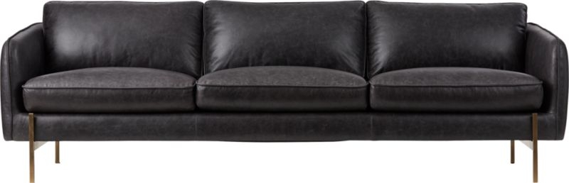 Hoxton 96.75" Black Leather Sofa. - Image 3