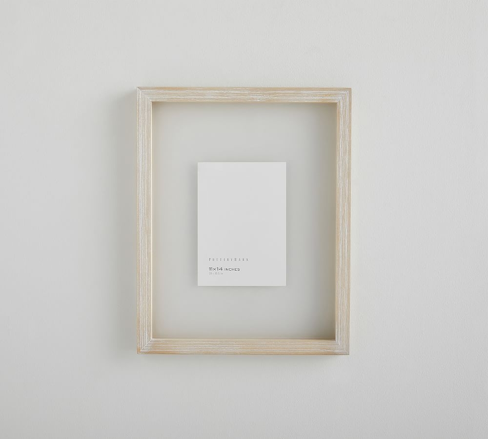 Floating Wood Gallery Frame, :11"x14" (12"x15" Overall) - White Wash - Image 0